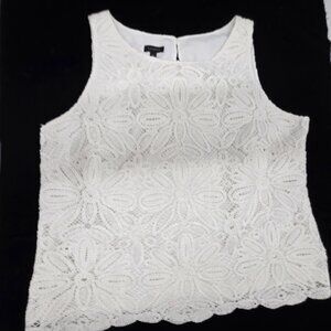 Talbots Women's White Floral Crochet Lace Sleeveless Top Size 10